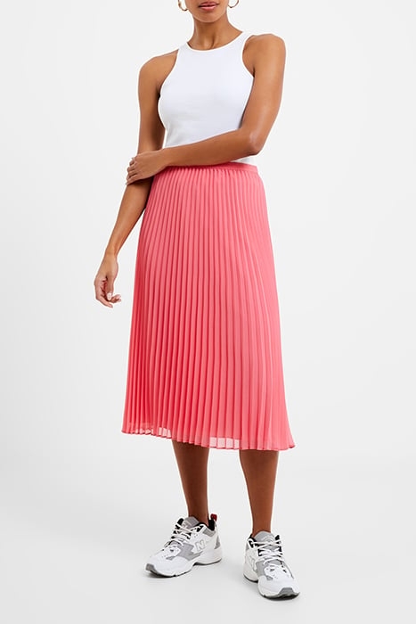 PLEATED SOLID MIDI SKIRT RED 1