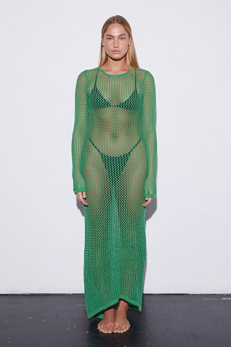KNITTED CROCHET DRESS GREEN 1