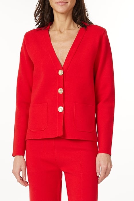 STRUCTURED SHOULDER CARDI HIGH RISK RED 1