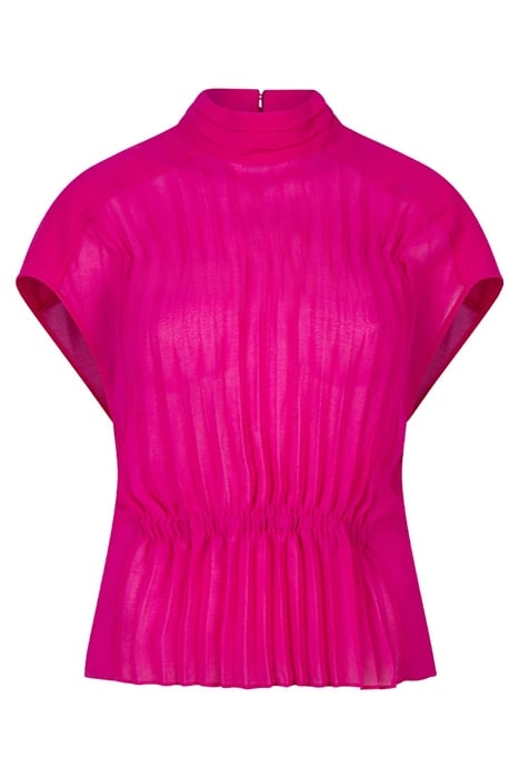 PENELOPE GATHERED DETAIL TOP HIBISCUS PINK 1