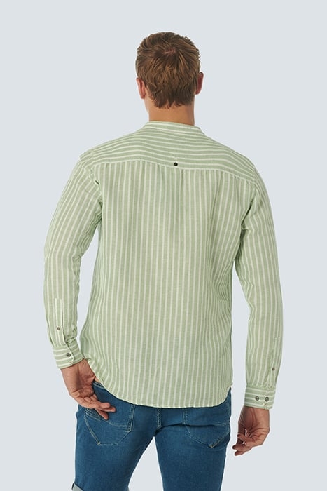 SHIRT GRANDDAD STRIPE WITH LINEN GREEN 2
