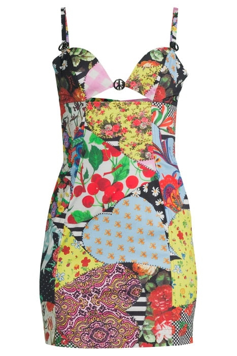 PEACE SIGN-MOTIF PANELLED MINIDRESS GREY 3