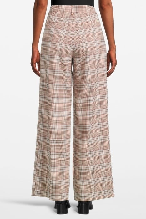 ROSE - PLEATED HIGH RISE WIDE LEG CHECK PANT PRINCE OF WALES 2