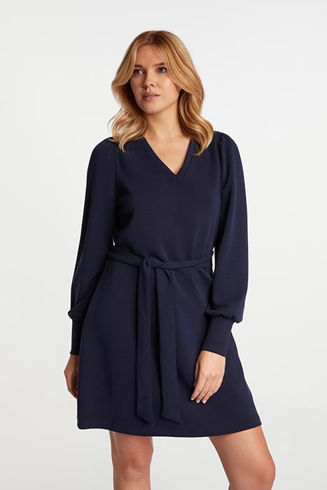 BELTED INTERLOCK MINI DRESS MIDNIGHT BLUE 1