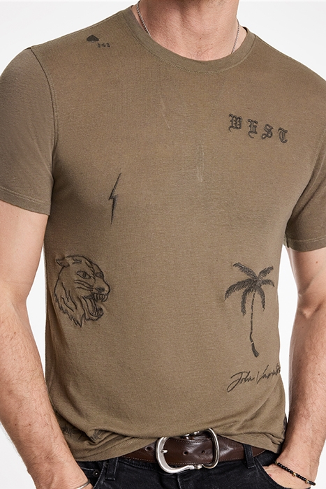 SS CREW TEE - ALL OVER EMBRODIERY HAZE 3