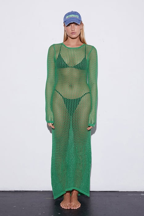KNITTED CROCHET DRESS GREEN 5