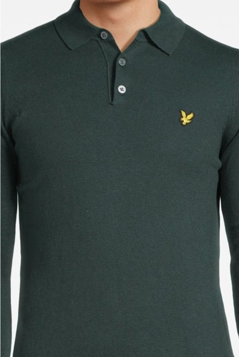 COTTON MERINO LONG SLEEVE KNITTED POLO ARGYLE TEAL 4