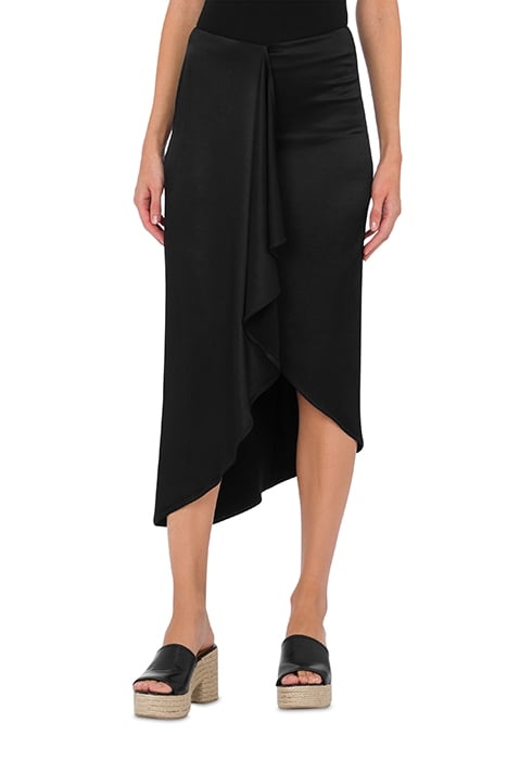 STRETCH VISCOSE SATIN SKIRT BLACK 1