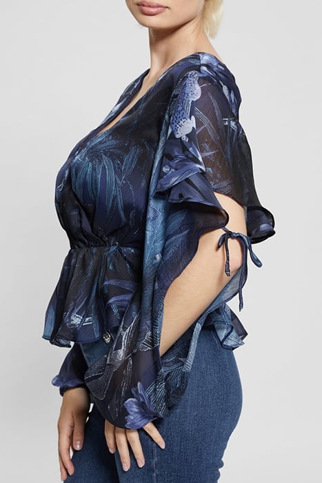 GUESS ECO LS SASKIKA DRAPY TOP ETCHED TROPICAL PRIN 5