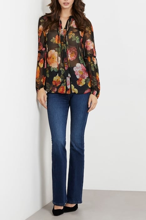 GUESS ECO LS JOSETTE TOP PEONY CHARM PRINT BL 3