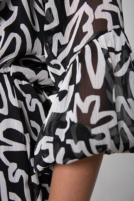 SUZE MARKER RUFFLE MINI DRESS BLACK/WHITE 6