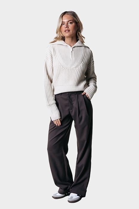 RUS CHECK STRAIGHT PANTS DARK BROWN 1