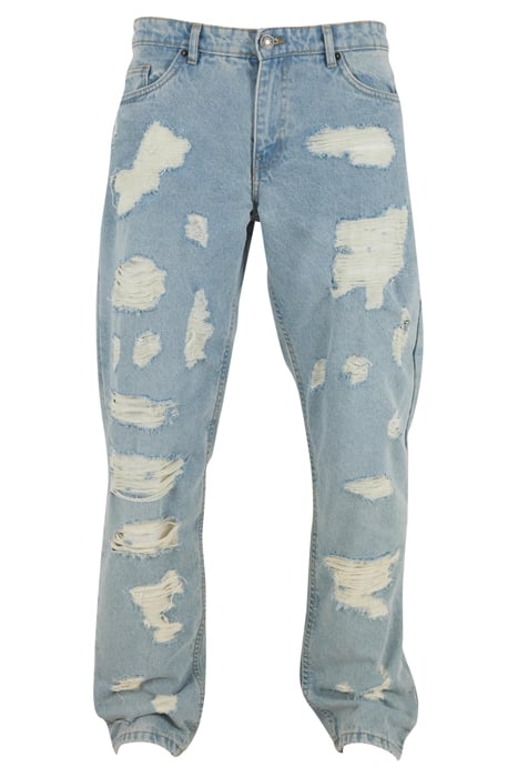 HEAVY OUNCE STRAIGHT FIT HEAVY DESTROYED JEANS NEW LIGHT BLU 4