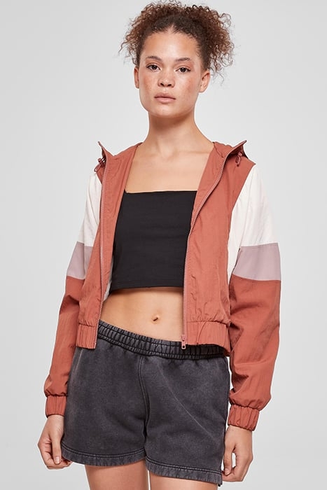 LADIES SHORT 3-TONE CRINKLE JACKET TERRACOTTA/WHITESAND/DUSK 1