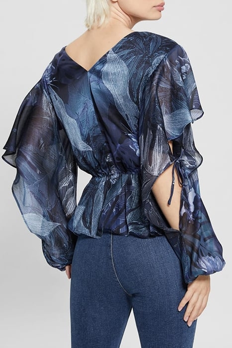 GUESS ECO LS SASKIKA DRAPY TOP ETCHED TROPICAL PRIN 2