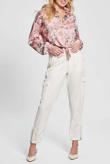 GUESS ECO LS BOWED JUN SHIRT EUCALYPTUS FLORAL PR 3