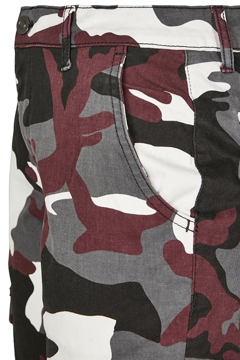 LADIES HIGH WAIST CAMO CARGO PANTS WINE CAMO 5