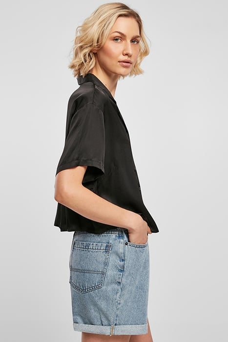 LADIES VISCOSE SATIN RESORT SHIRT BLACK 7