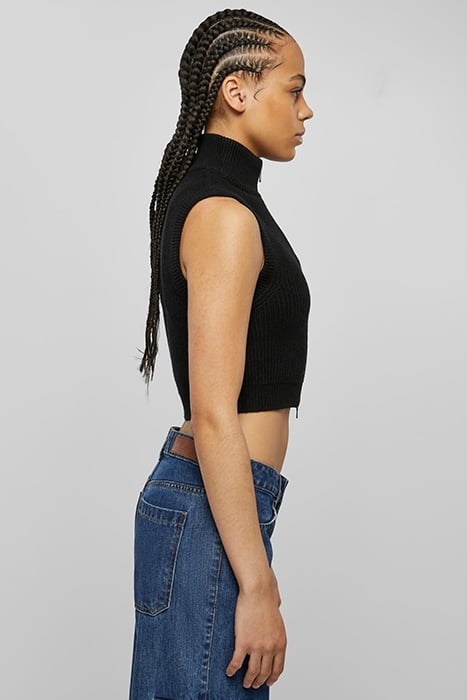 LADIES SHORT KNIT VEST BLACK 7