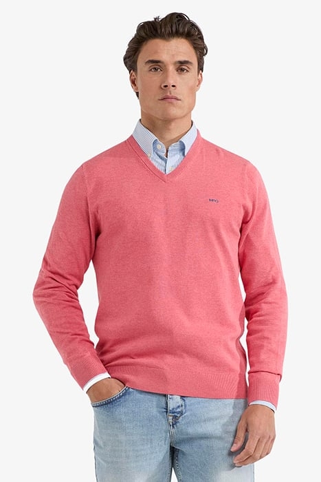 V-NECK SWEATER CORAL RED 1