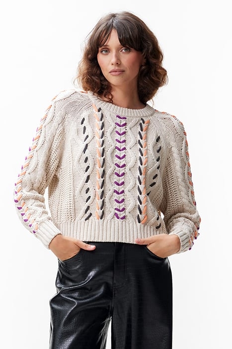 KNIT WITH CABEL PATTERN MOONBEAM 1