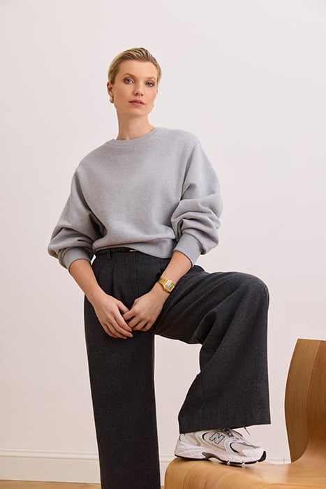 ZOE PADDED SHOULDER SWEATER GREY MELANGE 1