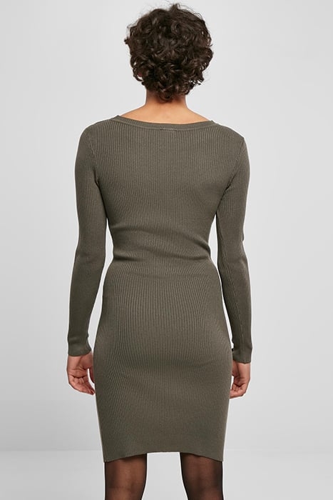 LADIES CUT OUT DRESS OLIVE 2