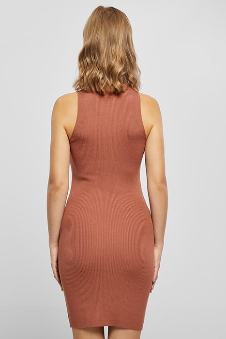 LADIES CUT OUT SLEEVLESS DRESS TERRACOTTA 2