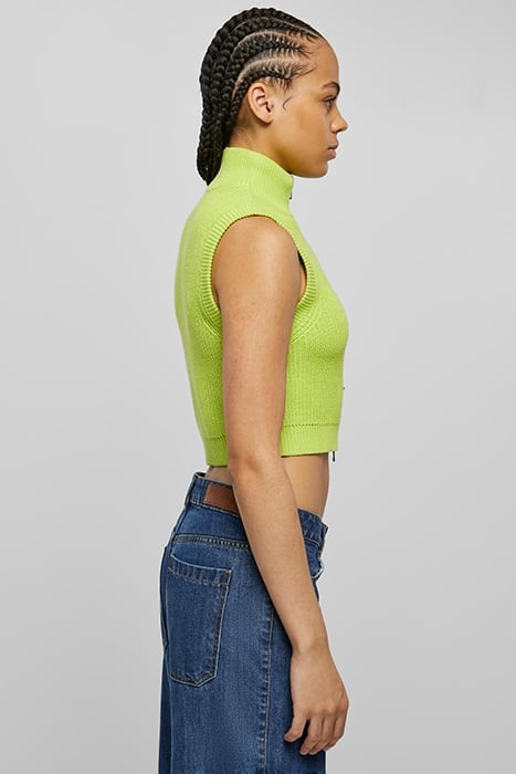 LADIES SHORT KNIT VEST FROZENYELLOW 7