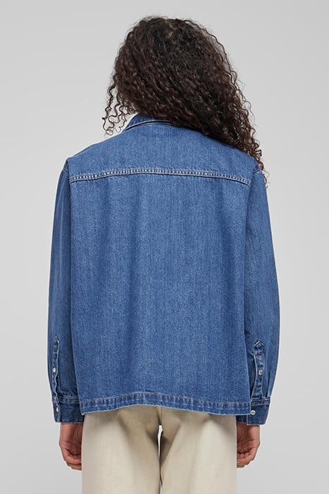 LADIES OVERSIZED DENIM SHIRT MID INDIGO WASHED 2