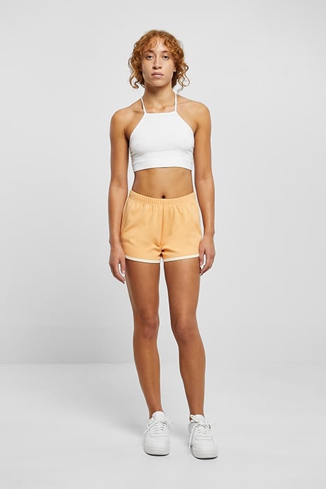 LADIES ORGANIC INTERLOCK RETRO HOTPANTS PALEORANGE/WHITESAND 3