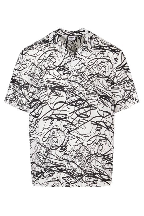 VISCOSE AOP RESORT SHIRT WHITESCRIBBLE 4