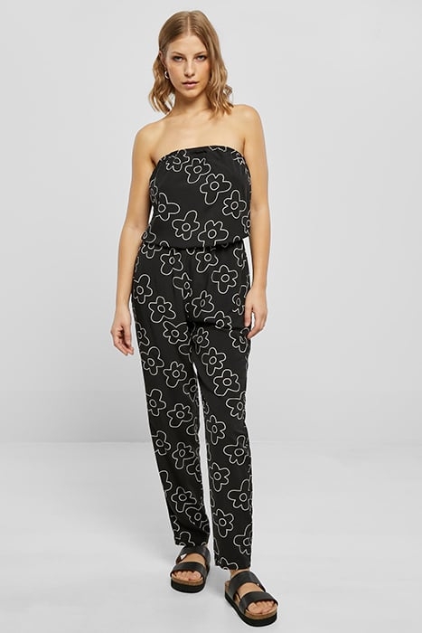 LADIES VISCOSE BANDEAU JUMPSUIT BLACKFLOWER 1