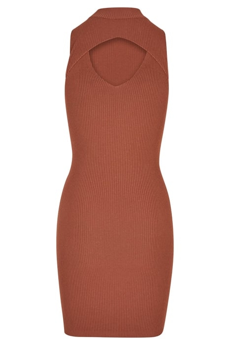 LADIES CUT OUT SLEEVLESS DRESS TERRACOTTA 4