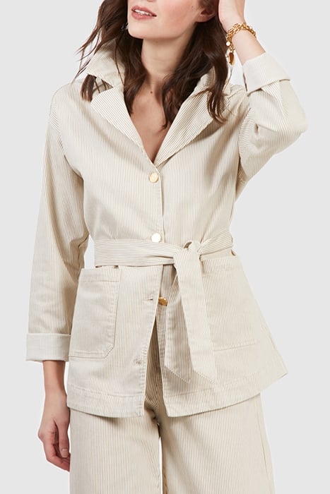 BEIGE FINE-STRIPED SAFARI JACKET 1