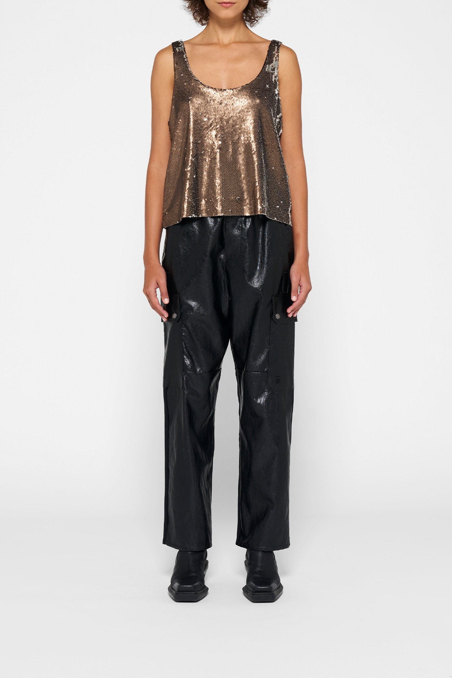 TOP SEQUINS WARM TAUPE 2