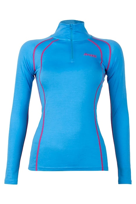 FJELLRAPP LADY HALF ZIP BRIGHT SEA BLUE / HOT PINK 1