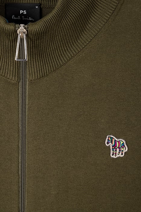 MENS CARDI ZIP THRU ZEB BAD OLIVE GREEN 4