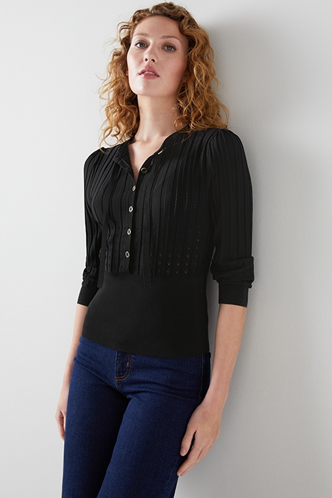 FREIDA POINTELLE KNITTED SWEATER BLACK 1