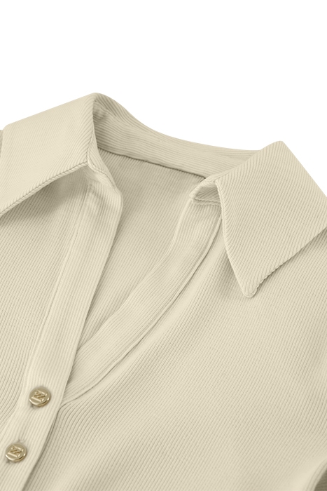 RIB BUTTON SHIRT VANILA 3