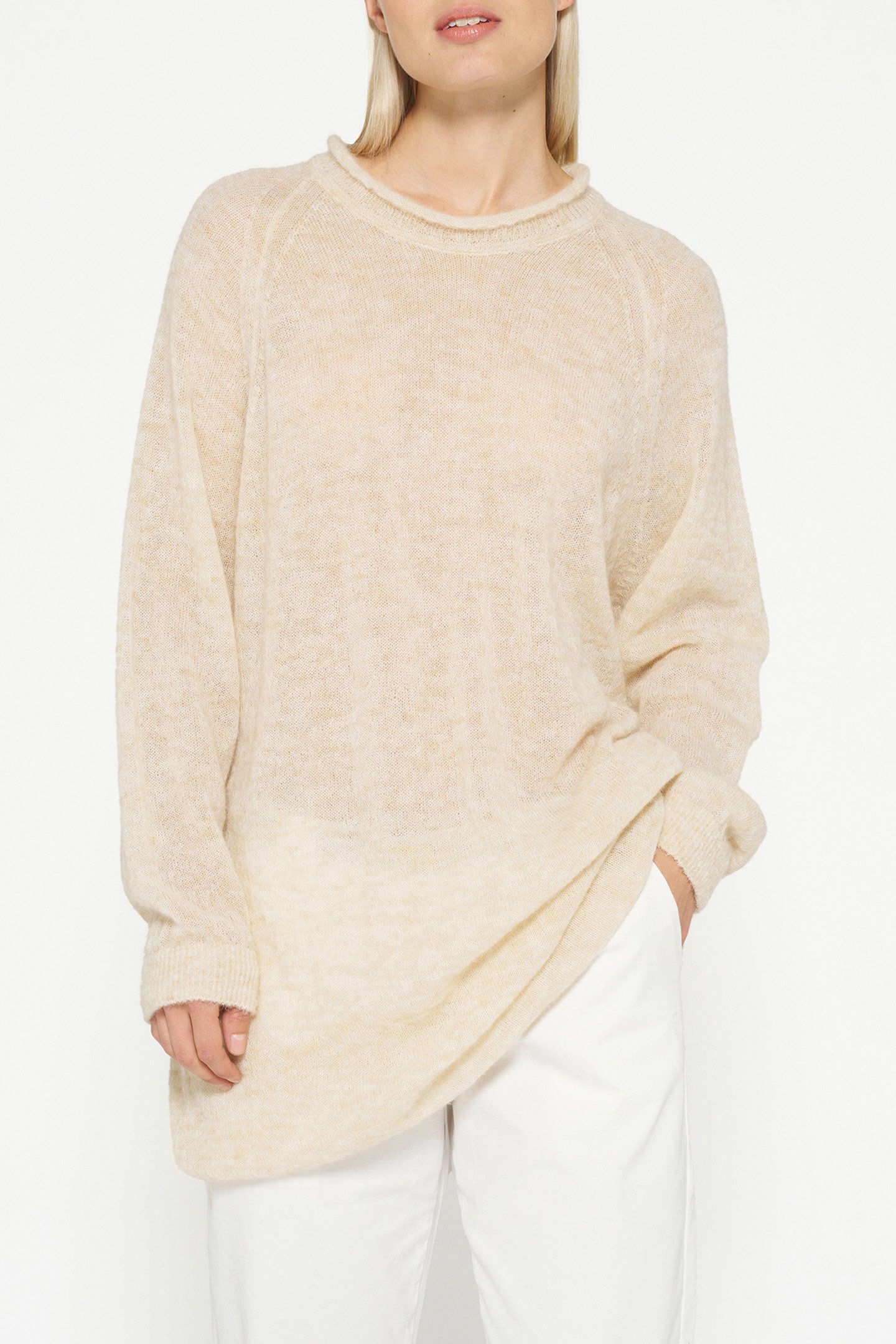CREW NECK KNIT DRESS OAT 1