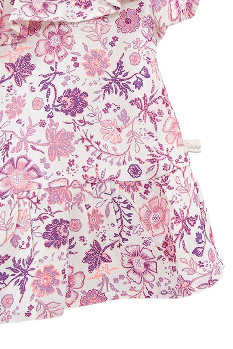 GIRLS' OFF-WHITE BLOUSE WITH VIOLET FLOWER PRINT 5