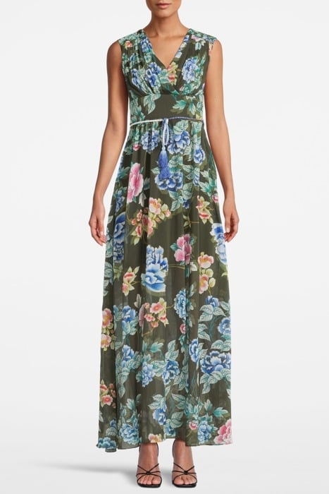 GUESS ECO SL GILDA LONG DRESS HANOI GREEN FLORAL P 1