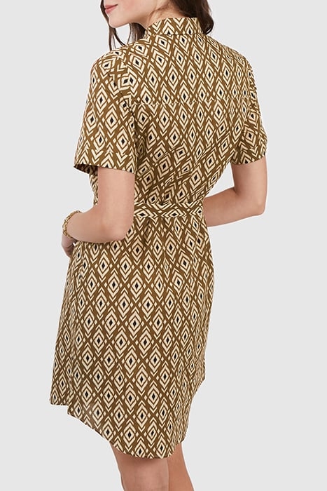 BEIGE SHIRT DRESS WITH ETHNIC BOHO PRINT 2