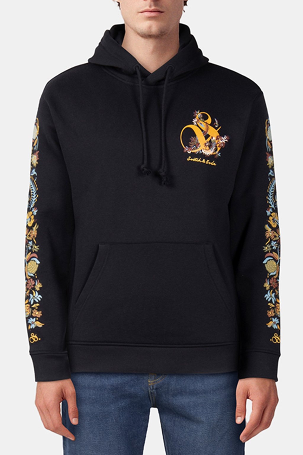 RELAXED FIT FLEECE GRAPHIC HOODIE BLACK 1