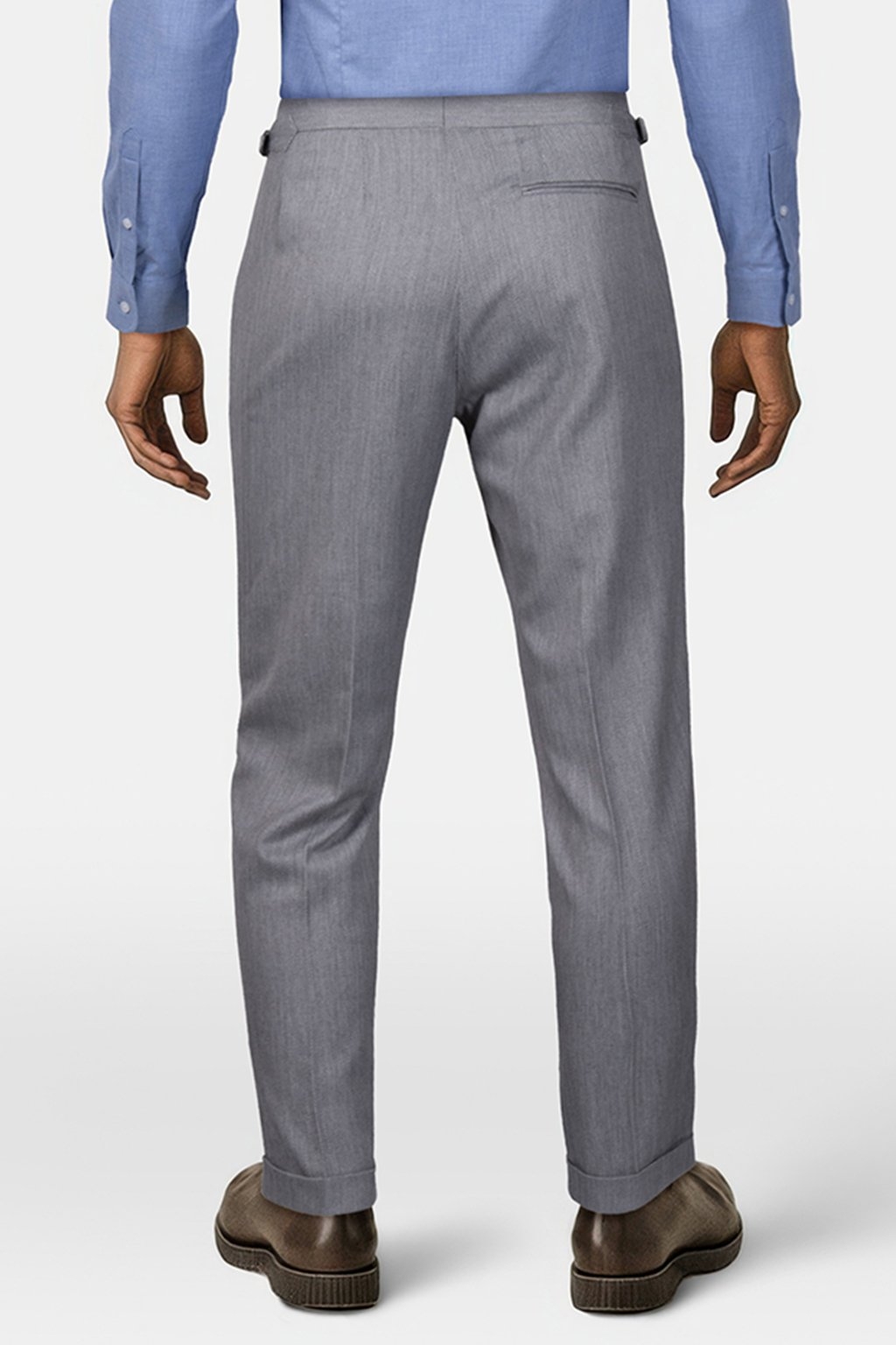 HARVEY WAIST BUCKLE TROUSERS PALE GREY - OUTLET PRICE 2