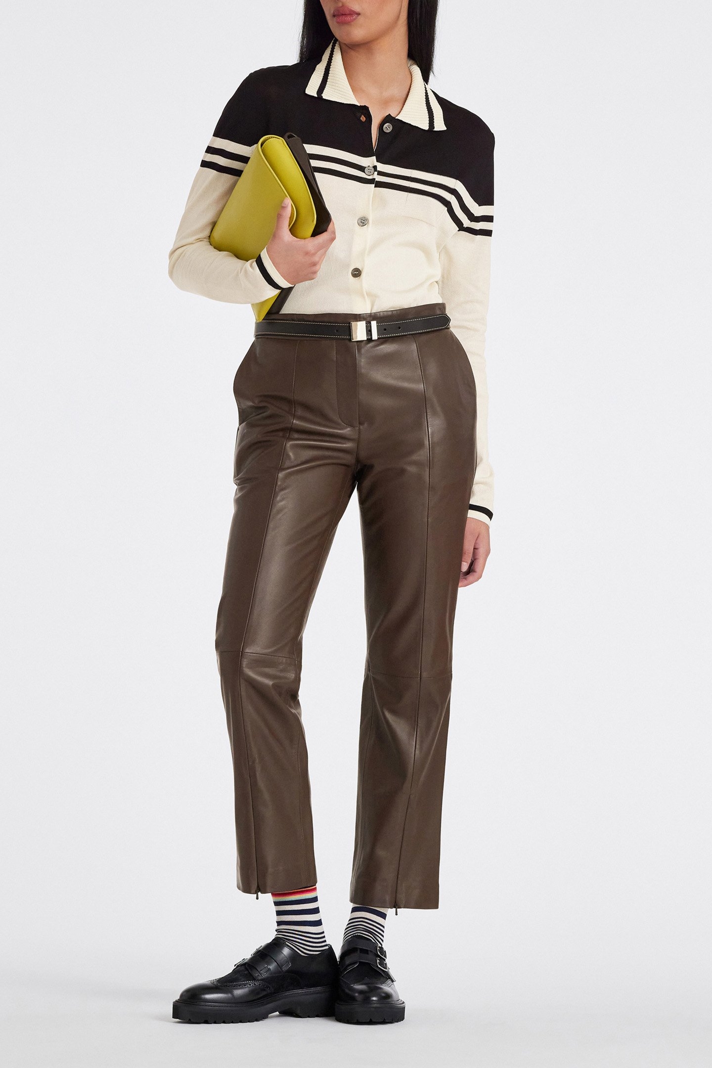 WOMENS TROUSER LEATHER MUD 3