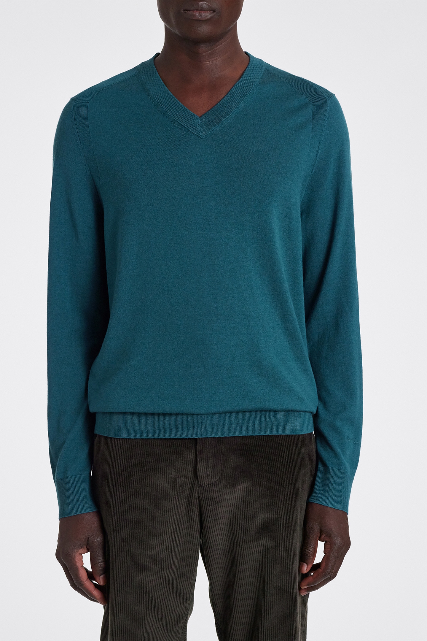 MENS SWEATER V NECK PETROL BLUE 1