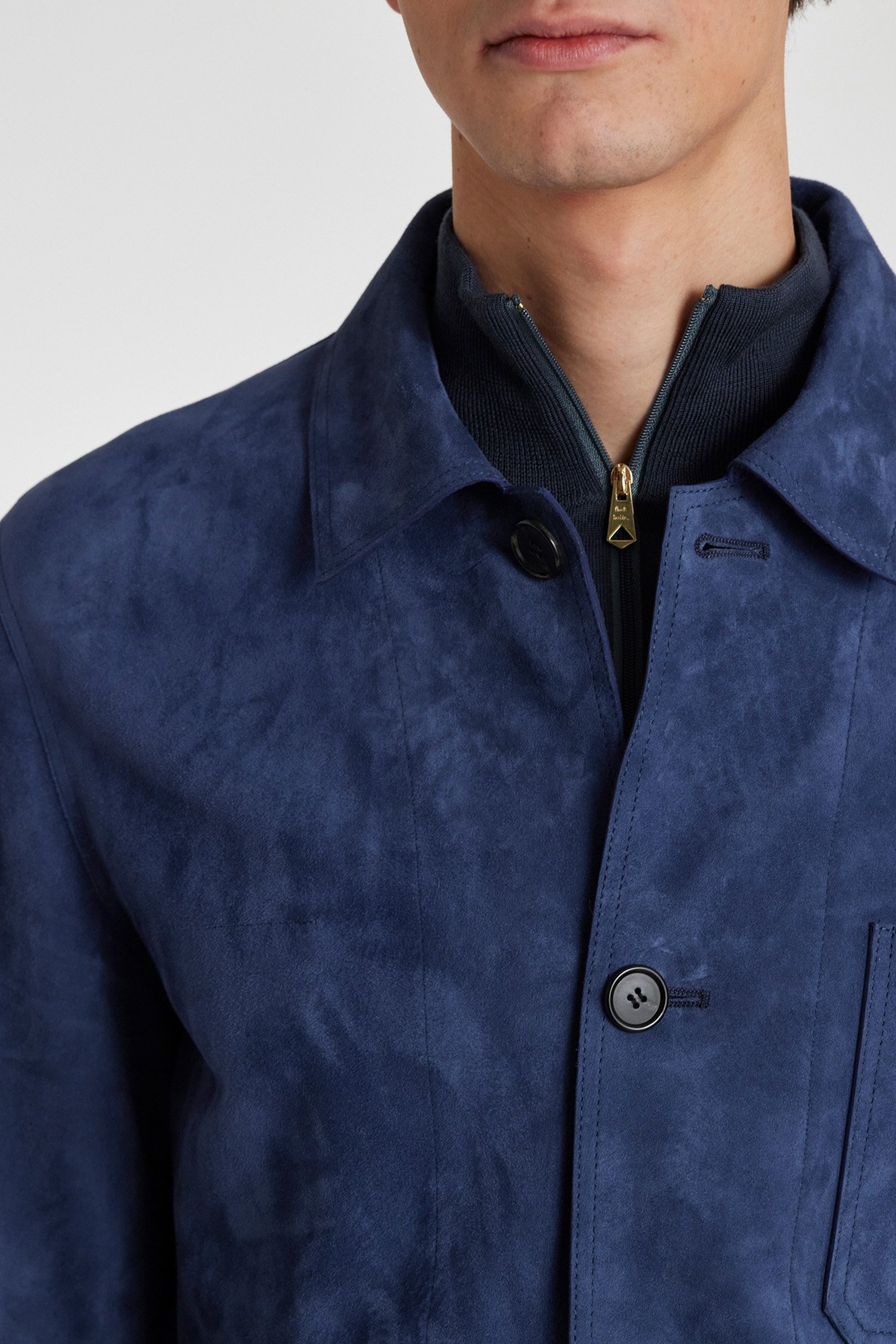 MENS SUEDE LEATHER JACKET INDIGO 5