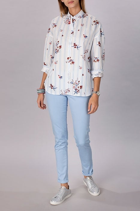 OVERSIZED COTTON FLOWER SHIRT BLUE 3